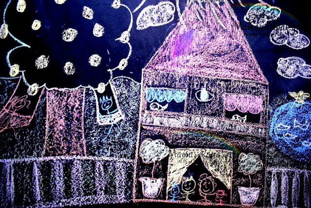 kids drawing on chalkboard chalkboard kids